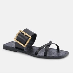 Dolce Vita Women’s Lowyn Black Leather Flat Sandals Size 9